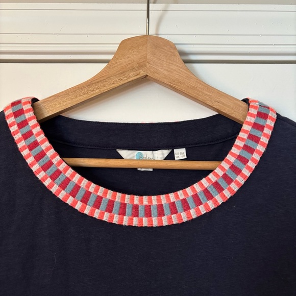 Boden Sena Embroidered Jersey Knit Dress Navy Pink 6R UK10 Classic Summer Spring - Picture 7 of 10